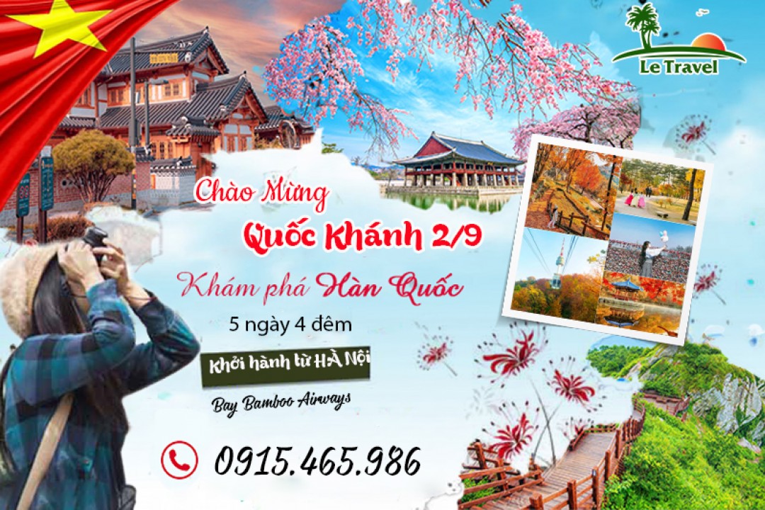 Du Lịch Hàn Quốc 5 Ngày 4 Đêm 2/9/2023 (Bay Bamboo Airways)